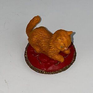 M.E.G. Vintage Kitty In My Pocket On Red Pillow Kids Pretend Play Figure 1994